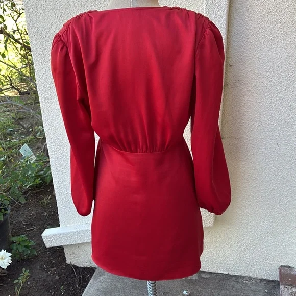 Sandro Paris Leana Wrap-Effect balloon sleeved mini dress from Neiman’s - Picture 8 of 16